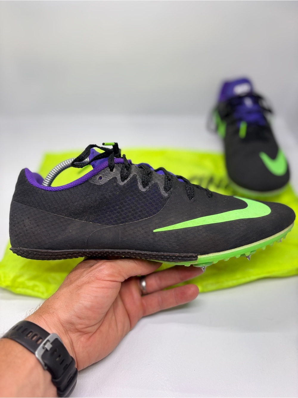 Nike Zoom Rival S 8 Sprint Track Spikes Men’s 12 Black Purple Green - Picture 6 of 13